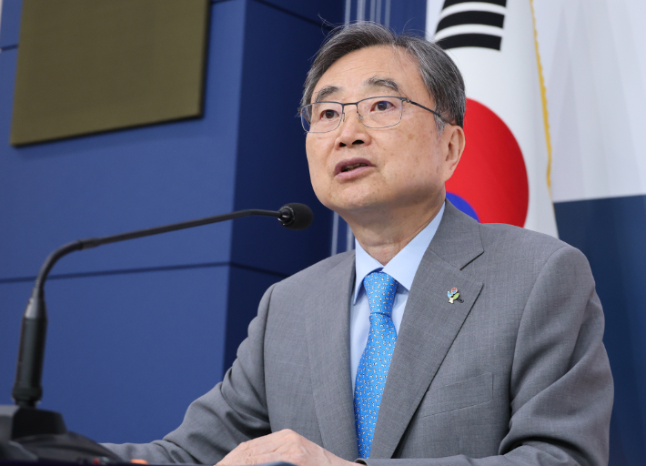 기자 간담회 참석한 조현 외교부 장관. 연합뉴스