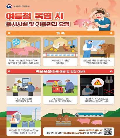 여름철 폭염 시 축사시설 및 가축 관리요령 리플릿. 농림축산식품부 제공