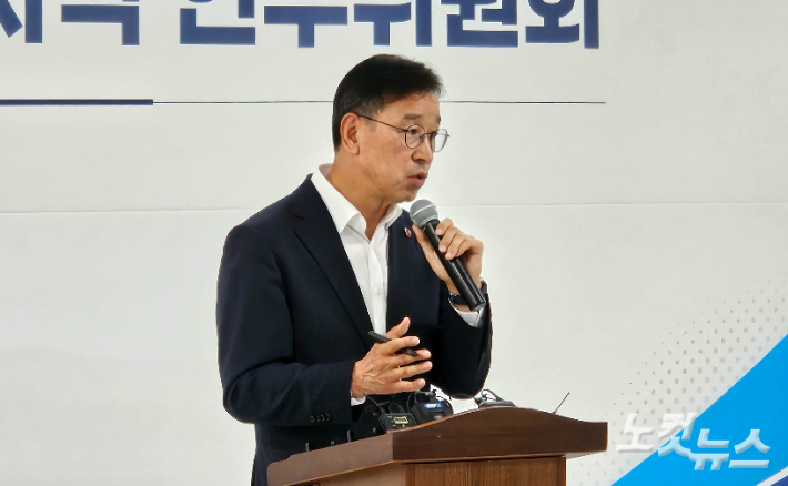 위성곤 제주지사 당선인 기자 간담회 모습. 고상현 기자