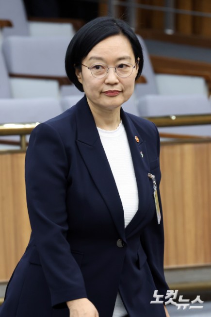 한성숙 국무총리 후보자가 25일 서울 여의도 국회에서 열린 인사청문회에 출석하고 있다.