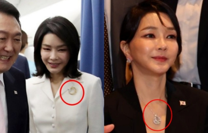 김건희씨는 각종 고가 귀금속과 함께 인사·이권 청탁을 받은 이른바 '매관매직' 혐의로 기소됐다. 사진은 김건희씨가 지난 2022년 6월 스페인 해외순방 당시 해당 귀금속들을 착용한 모습. 연합뉴스