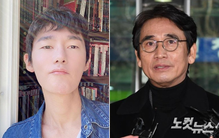 허지웅(왼쪽) 작가와 유시민 작가. 황진환 기자·허 작가 SNS 캡처
