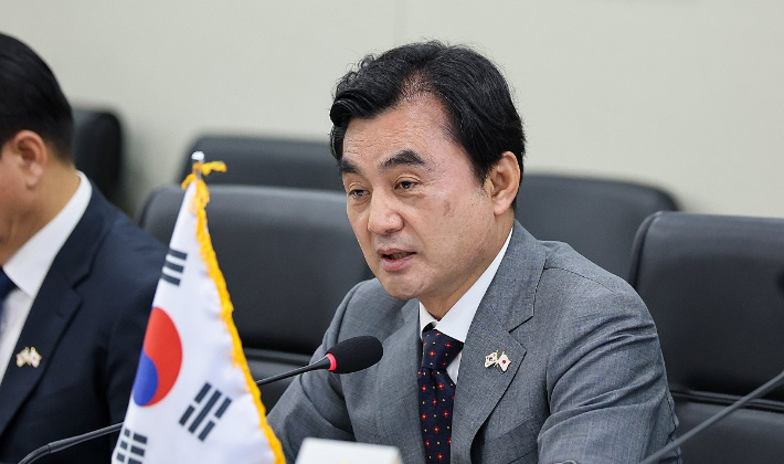 안규백 국방부 장관이 28일 서울 용산구 국방부에서 열린 한일 국방장관회담에서 발언하고 있다. 국방부 제공