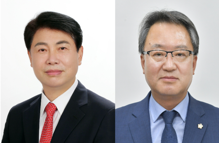 제13대 강릉시의회 전반기 허병관 의장(사진 왼쪽)과 김용남 부의장. 강릉시의회 제공