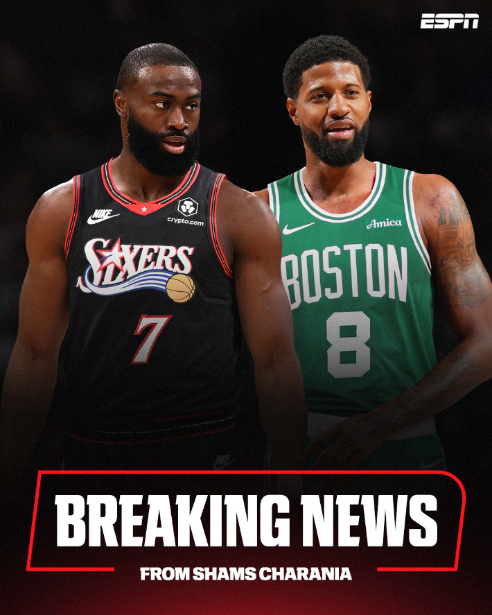 트레이드로 유니폼을 바뀌 입게 된 제일런 브라운(왼쪽)과 폴 조지. ESPN X