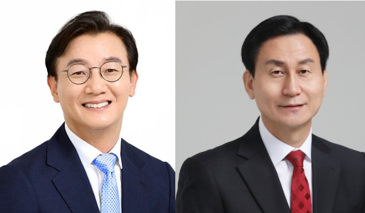 전재수 부산시장(왼쪽)과 강무길 부산시의회 의장 후보. 각 정당 제공