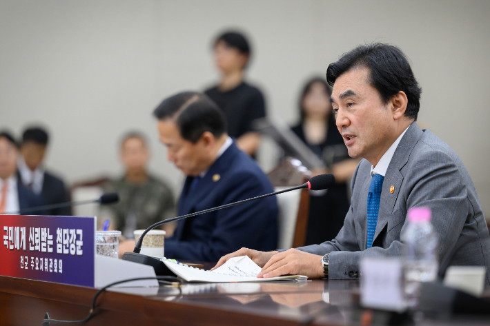 발언하는 안규백 국방부 장관. 연합뉴스