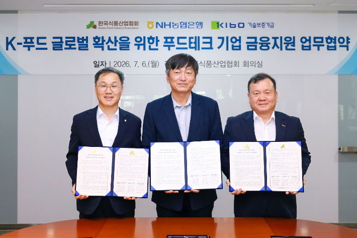 기보, 한국식품산업협회, NH농협은행이 푸드테크 금융지원 업무협약을 체결했다. 기술보증기금 제공