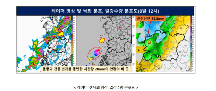 일강수량 분포도. 전주기상지청 누리집 갈무리