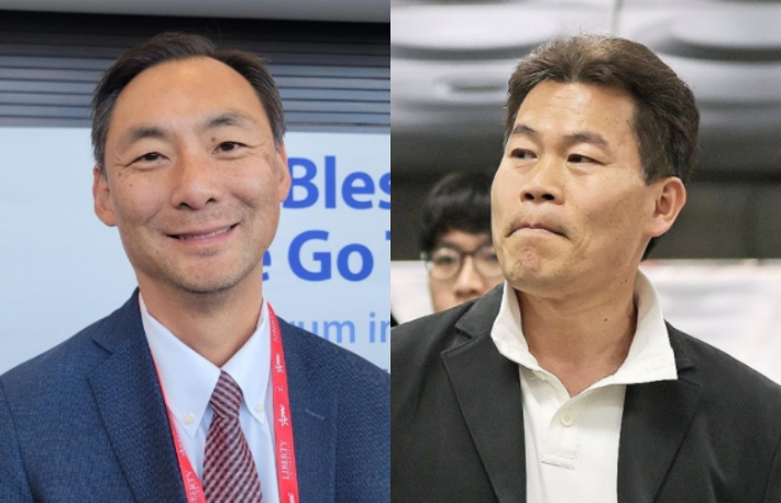 모스탄 전 미국 리버티대 교수와 극우 유튜버 전한길씨. 연합뉴스