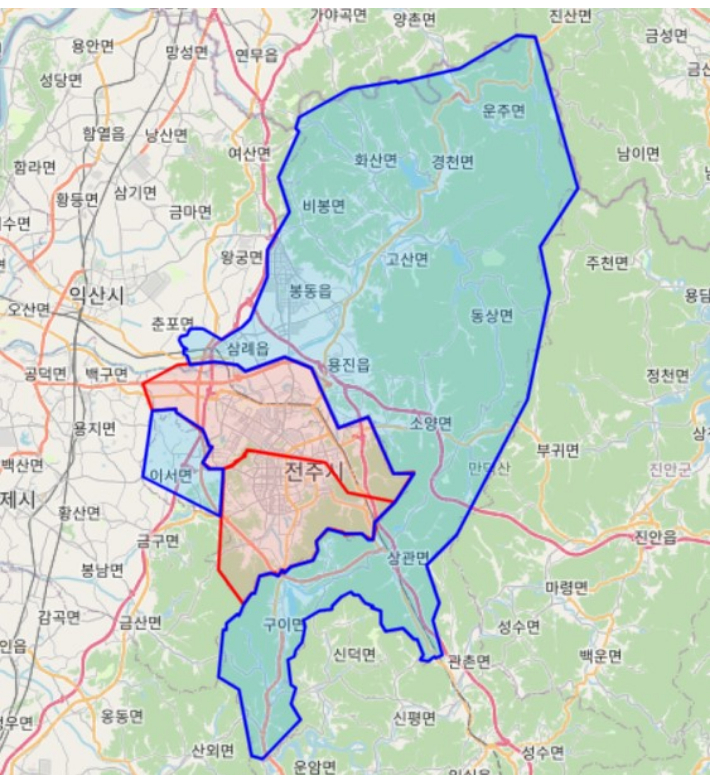 전북 전주시와 완주군. 자료사진