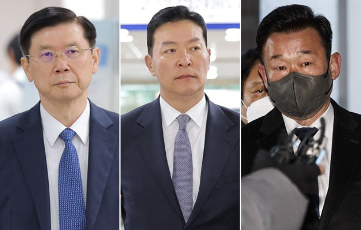 (왼쪽부터)박종준 전 경호처장·김성훈 전 경호차장·이광우 전 경호본부장.연합뉴스