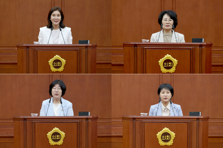 시계 방향으로 인미동·박은희·이나영·하경옥 의원. 대전시의회 제공