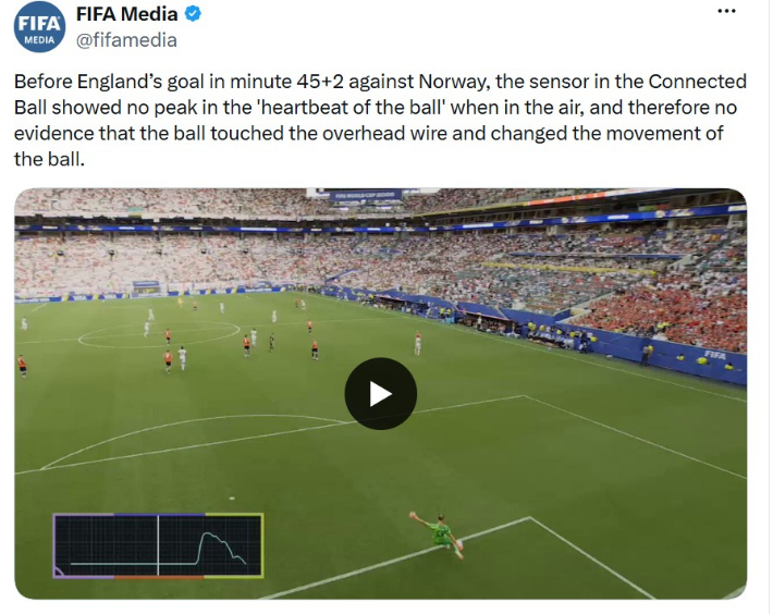 노르웨이 골킥이 카메라 케이블에 맞았다는 의혹을 일축한 FIFA. FIFA SNS 캡처 