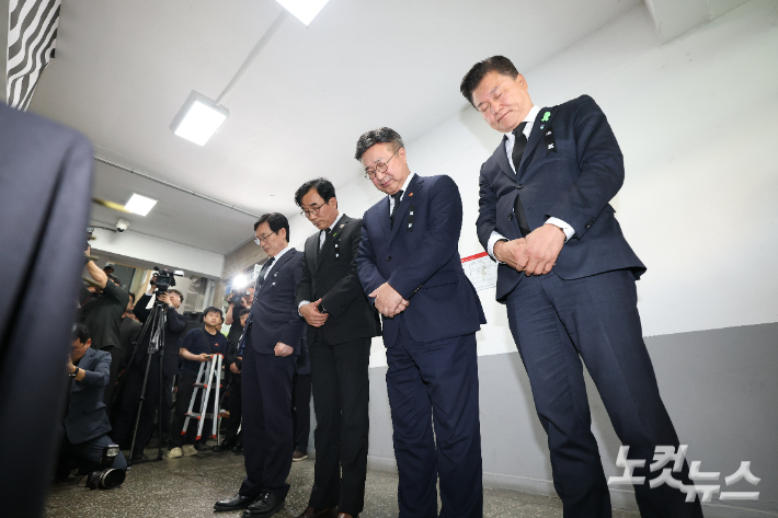 (왼쪽부터) 이장섭 청주시장, 전성환 대통령실 경청통합수석, 윤호중 행안부 장관, 신용한 충북지사. 독자 제공
