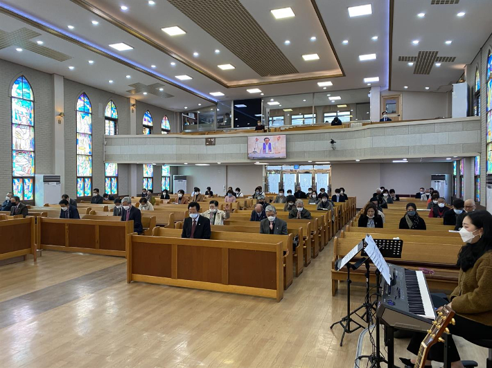 코로나19 시기 예배 모습. 삼척제일감리교회 제공