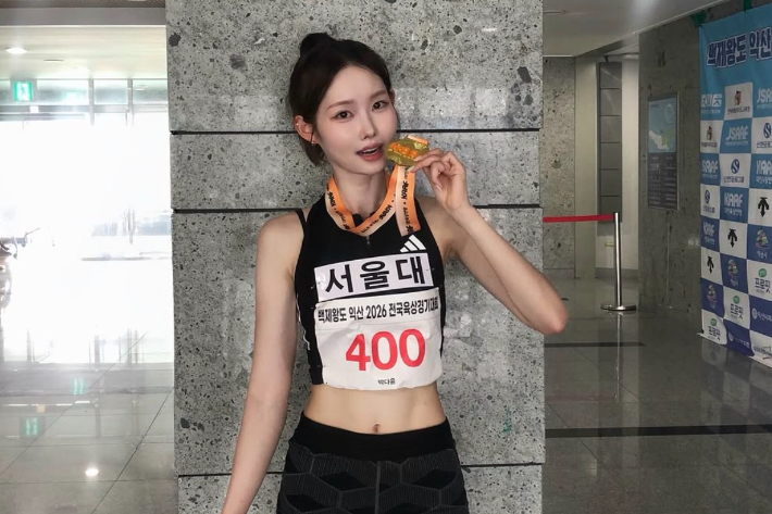 박다윤 고수가 이달 초 전라북도 익산시 익산종합운동장에서 열린 '백제왕도 익산 2026 전국육상경기대회' 여자 대학부 100m 결선에서 12초67로 우승을 차지했다. 박 고수 제공