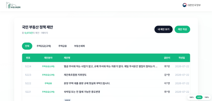 부동산토론회 페이지 캡처