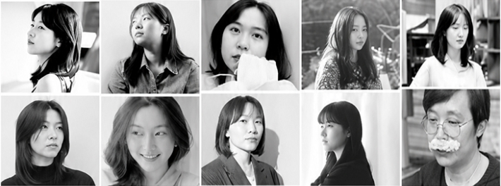 윗줄 왼쪽부터 SF 소설 작가진 천선란, 이유리, 현호정, 예소연, 김희선. 아랫줄 왼쪽부터 SF 시 작가진 임솔아, 신이인, 임승유, 유선혜, 김승일. 허블 제공 
