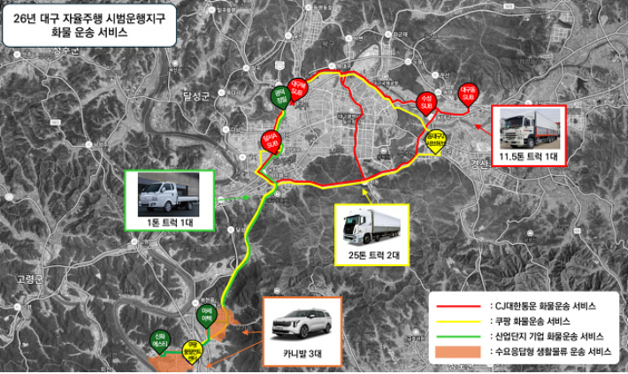 화물 운송 서비스 노선. 대구시 제공
