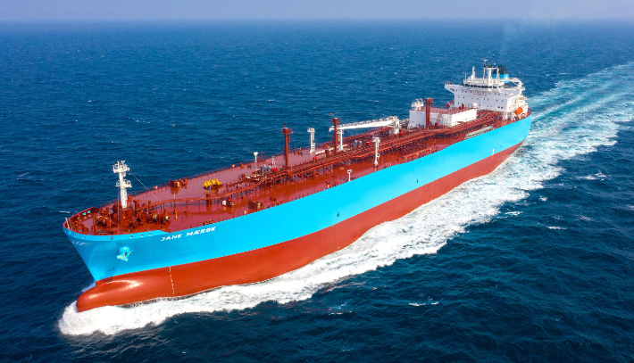 HD현대삼호가 최근 인도한 9만 3천㎥급 초대형 암모니아 운반선(VLAC) '제인 머스크(JANE MAERSK)호'. HD현대삼호 제공