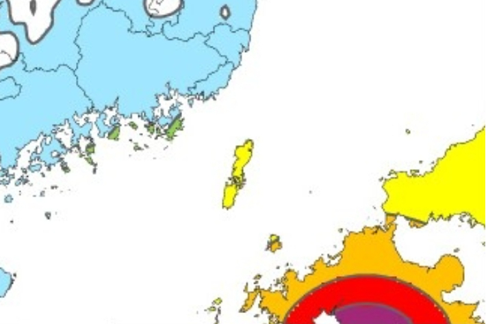 28일 오후 일본 구마모토현에서 발생한 규모 7.1 지진 관련 계기진도 현황. 연합뉴스