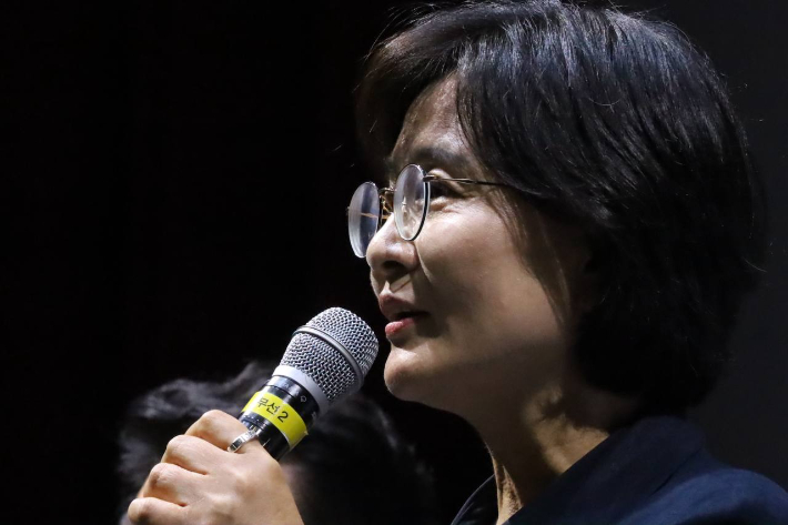 11일 전남광주 동구 조선대학교를 찾은 임미애 더불어민주당 최고위원 후보. 임미애 의원실 제공
