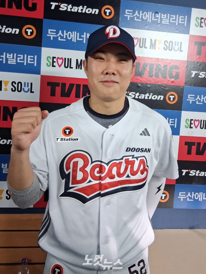 박준순이 경기 후 인터뷰를 마치고 남은 시즌 선전을 다짐하는 모습. 노컷뉴스 
