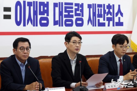 발언하는 주진우 이재명 대통령 재판취소 저지 특위 위원장