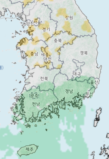 강수예상도. 기상청 누리집 캡쳐