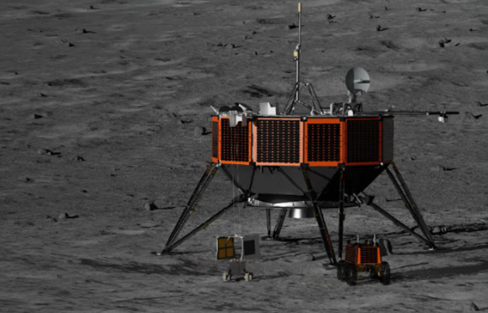미국 항공우주국(NASA) 민간 달착륙선 탑재체 수송 서비스(CLPS) 프로그램의 CT-4 임무 수행을 위한 인튜이티브 머신즈(Intuitive Machines)의 달 착륙선의 형상. 우주항공청 제공