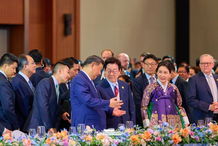 2025년 10월 31일 APEC 정상회의 환영 만찬 모습. 청와대 제공