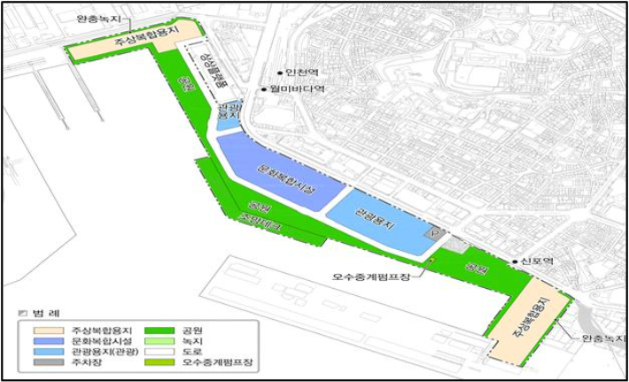 인천항 내항 재개발 토지이용계획도. 해양수산부 제공