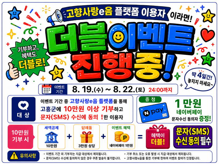 고향사랑기부제 더블이벤트 홍보. 고흥군 제공