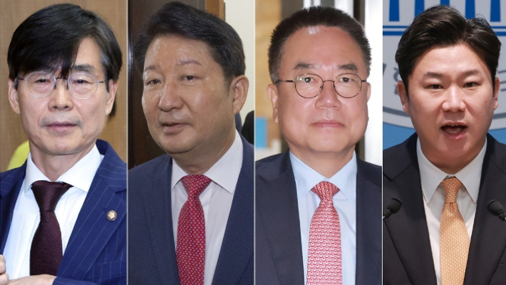 국민의힘 조경태(왼쪽부터), 권영진, 서범수, 진종오 의원. 연합뉴스