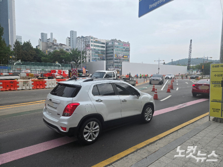 화산지하차도 연장공사 현장. 이준석 기자