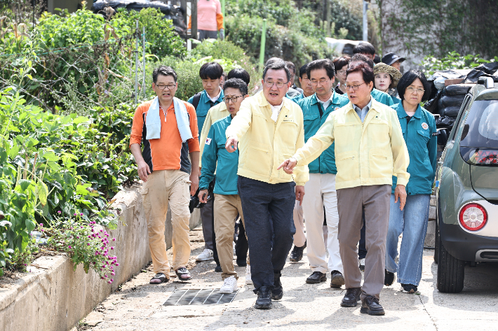 통영시 도천동 수해 현장 점검. 경남도청 제공 