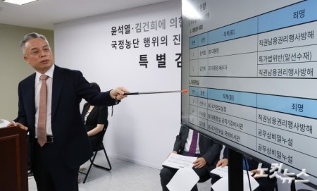 3대 특검 이후 남은 의혹을 수사해 온 2차 종합특별검사팀 권창영 특별검사가 24일 오전 경기 과천시 특검팀 사무실에서 180일간의 수사 결과에 대해 브리핑을 하고 있다.