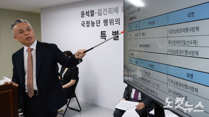 3대 특검 이후 남은 의혹을 수사해 온 2차 종합특별검사팀 권창영 특별검사가 24일 오전 경기 과천시 특검팀 사무실에서 180일간의 수사 결과에 대해 브리핑을 하고 있다. 류영주 기자