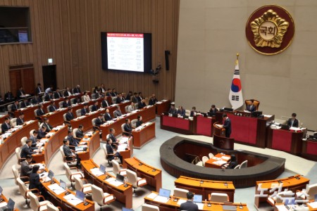 한성숙 국무총리가 25일 서울 여의도 국회에서 열린 예산결산특별위원회 제2차 전체회의에서 의원 질의에 답변을 하고 있다.