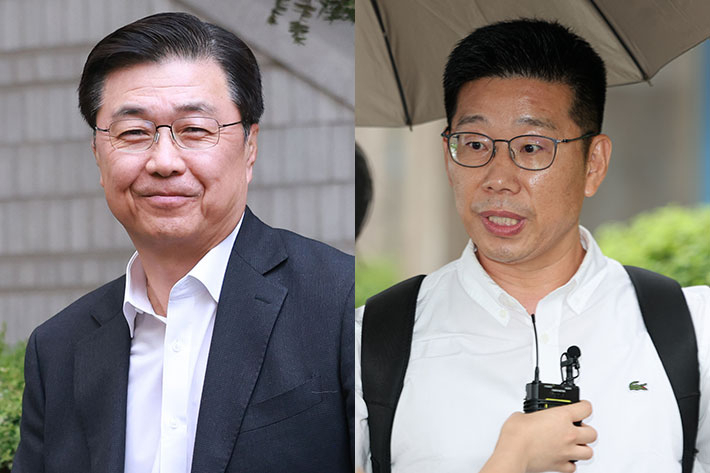 홍장원 전 국가정보원 1차장(왼쪽), 조성현 전 수도방위사령부 제1경비단장(대령). 류영주 기자·연합뉴스