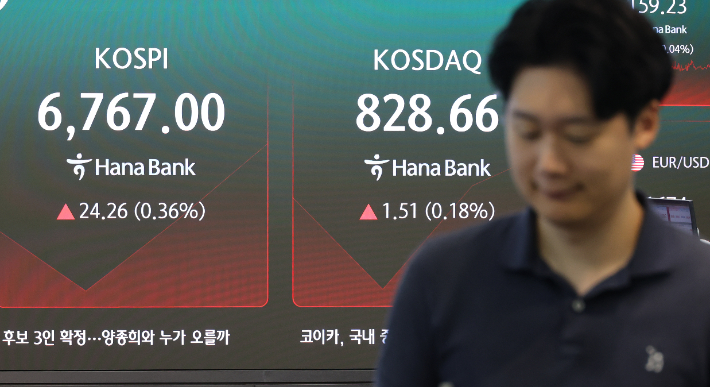 26일 서울 중구 하나은행 본점에서 직원들이 증시와 환율을 모니터하고 있다. 연합뉴스