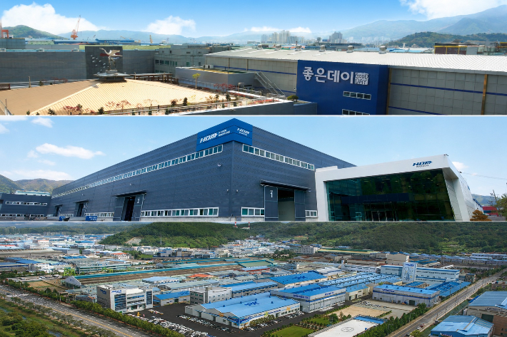 모범장수기업으로 선정된 ㈜무학, ㈜현대정밀, 피케이밸브앤엔지니어링(주)(사진 위쪽부터). 창원시 제공 
