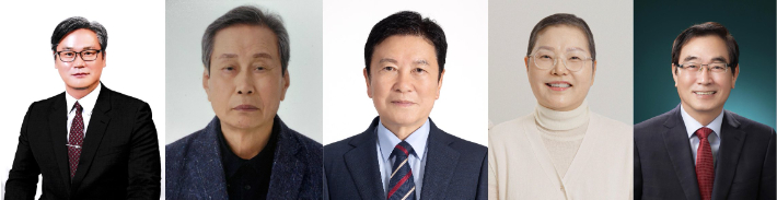 왼쪽부터 신현주, 윤신, 장양원, 강희진, 김진철 수상자. 음성군 제공