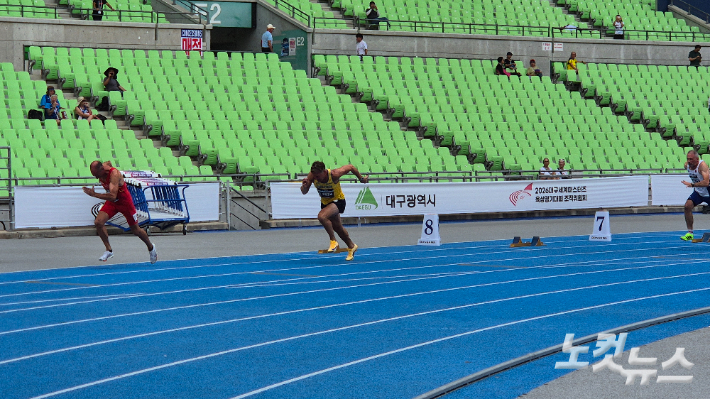 27일 대구스타디움 주경기장에서 200m 달리기 경기가 진행됐다. 정진원 기자