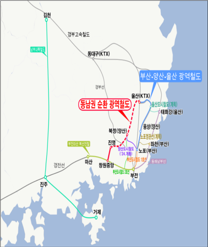 동남권 순환 광역철도. 경남도청 제공 