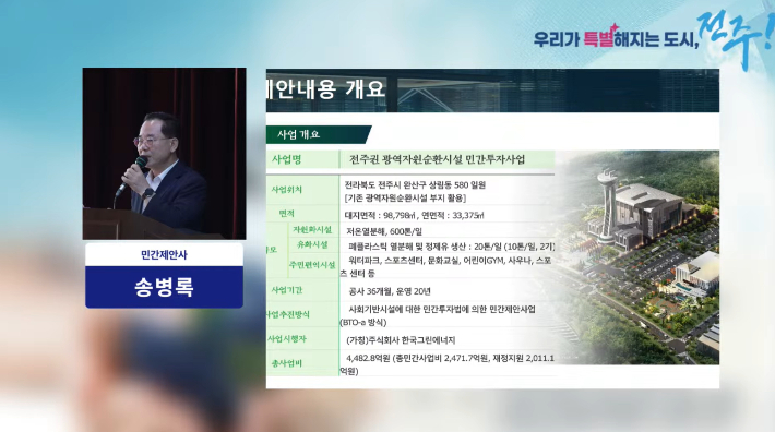 8월 31일 열린 '광역 폐기물 처리 소각시설 건립 사업 전문가 초청 공개 대토론회'. 유튜브 채널 전주시live 캡처