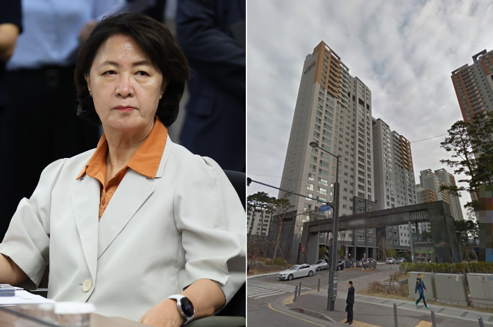 추미애 지사가 관사로 사용 중인 아파트 단지. 연합뉴스·구글맵 캡처