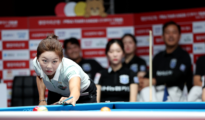 3라운드 반등을 노리는 하나카드 간판 김가영. PBA 