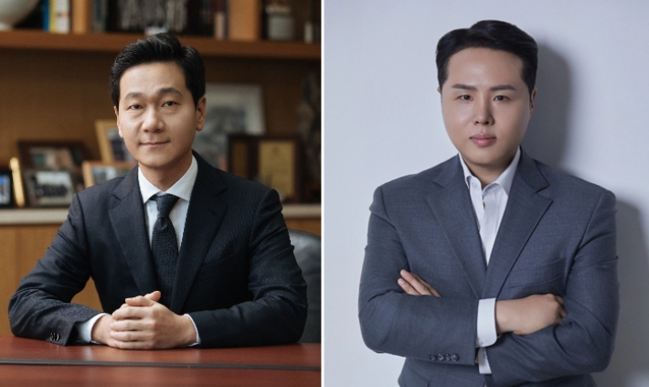 이승찬 현 대전시체육회장과 오주영 세계세팍타크로연맹 부회장. 계룡건설, 오주영 부회장 제공